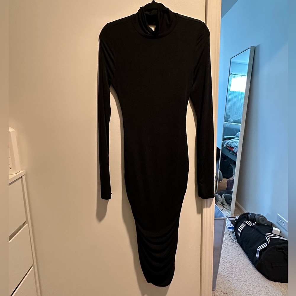 Black Midi Backless Dress